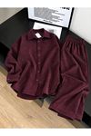 Denim Modal Pantolonlu Takım-Bordo