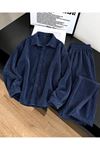 Denim Modal Pantolonlu Takım-Mavi