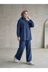 Denim Modal Pantolonlu Takım-Mavi