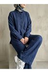 Denim Modal Pantolonlu Takım-Mavi