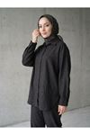 Denim Modal Pantolonlu Takım-Siyah