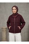 Kapşonlu Fermuarlı Tunik-Bordo