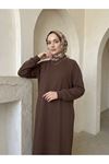 Reglan Kol Oysh Elbise-Açık Kahve