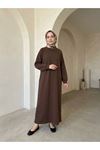 Reglan Kol Oysh Elbise-Açık Kahve