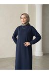 Manşet Detay Oysh Elbise-Lacivert
