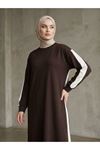 Garnili Oysh Elbise-Kahve