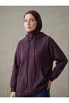 Kapşonlu Kanguru Cep Oysh Tunik-Bordo