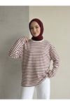 Çizgili Oysh Tunik-Bordo